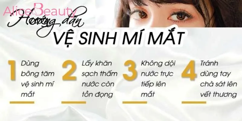 Vệ sinh nhẹ nhàng và tránh vận động mạnh để không ảnh hưởng đường chỉ sau khi nhấn mí
